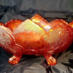 ⬇️PRICE DROP⬇️VINTAGE Jeannette Lombardi Flashed Oval Centerpiece Carnival Glass